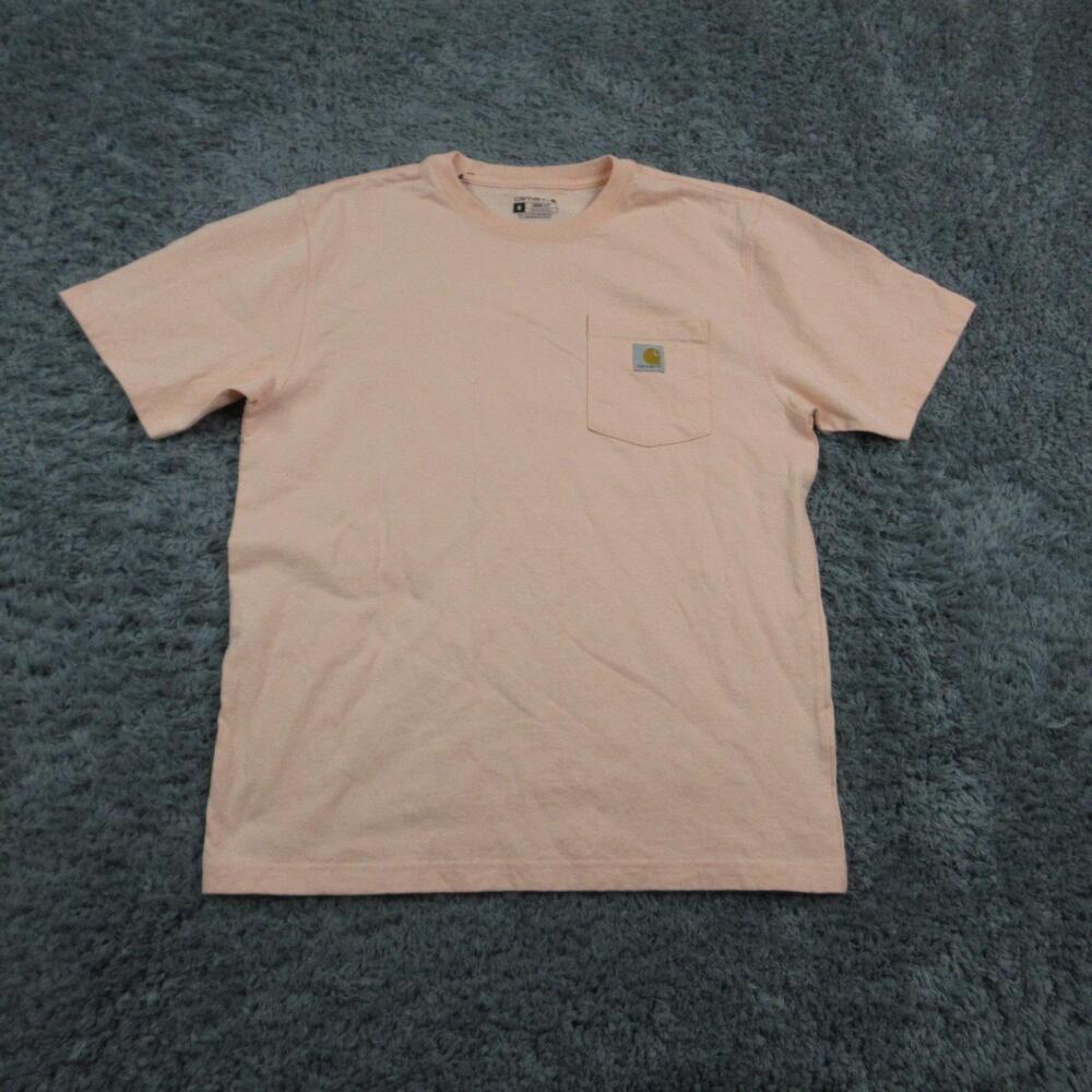 Carhartt Shirt Mens M Pink Pocket Crew Neck Loose Fit Short Sleeve Tagless K87-M